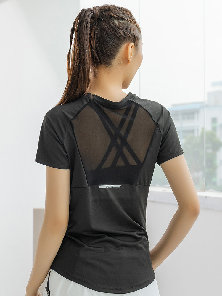 Pilates Yoga Top - Yaz Sporları Kısa Kollu Kadın Örgü