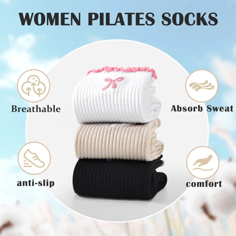 Pilates & Yoga Vida - Profesyonel Yoga Çorapları, Pamuklu Kayışlı Silikon